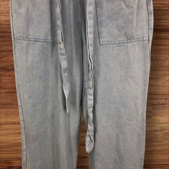 Vintage 80s-90s-Y2K Style Zip Up Denim Jumpsuit w/Puff Elastic Sleeves, belted S - Picture 9 of 12